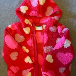Old Navy Pink and White Fleece Jacket
